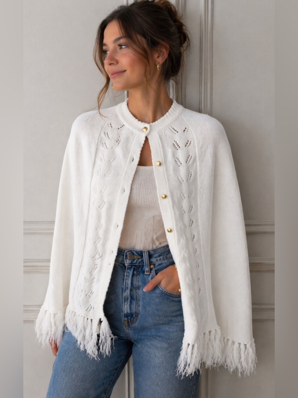 Vintage Sweater Bee By Banff Cape with Fringe